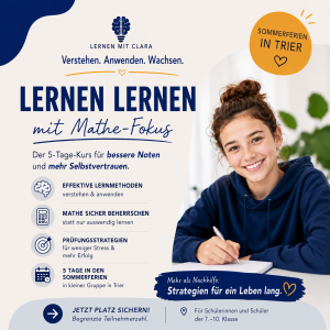 Das Bild zeigt eine Schülerin, die am Sommerkurs "Lernen lernen" teilnimmt.